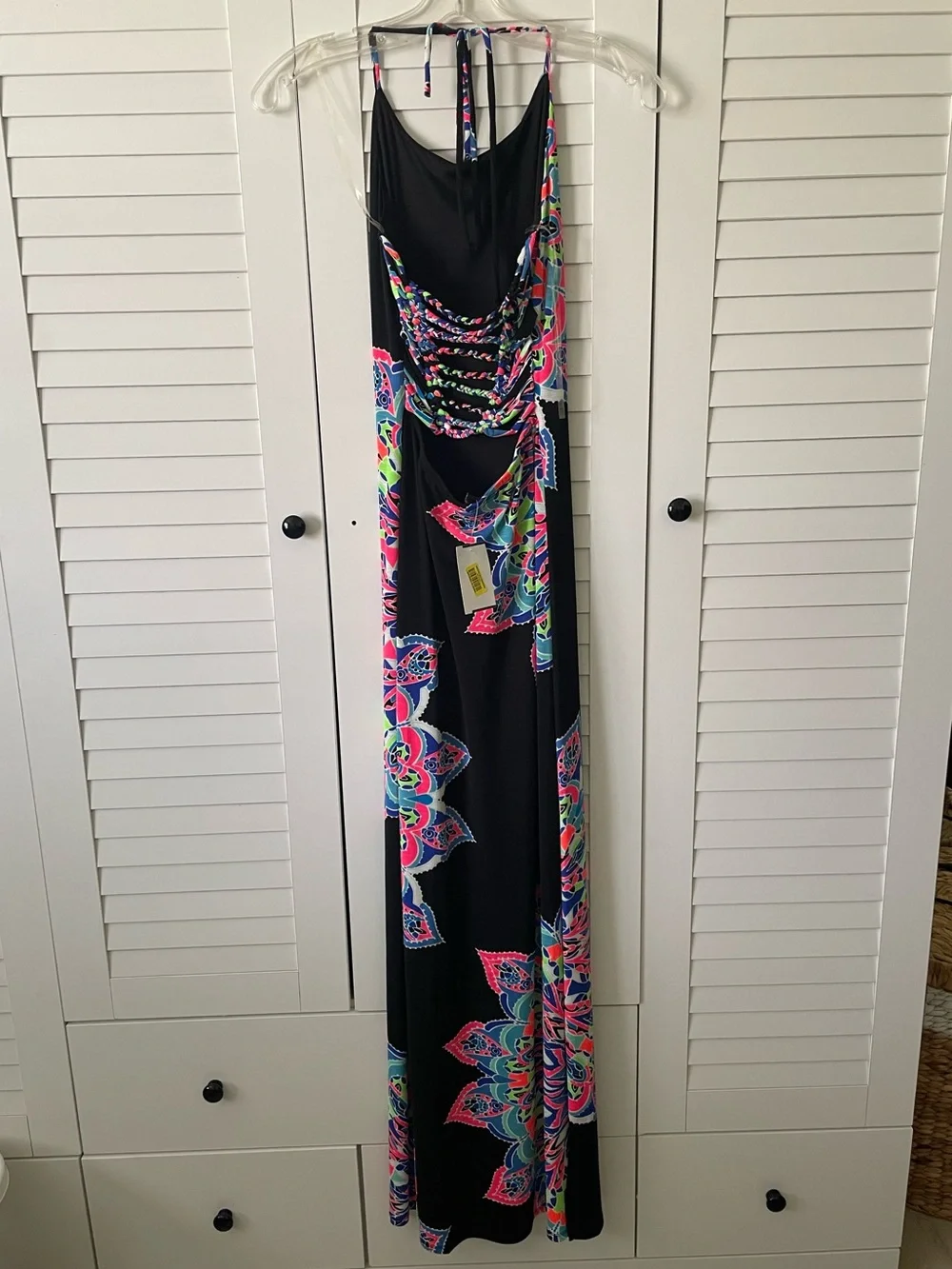 Black Colorful Mandala Dress Bohemian Vacation Resort Y2K Bodycon Halter Dress